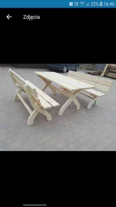 Meble ogrodowe stół ława ławki grube solidne ciężkie różne wzory