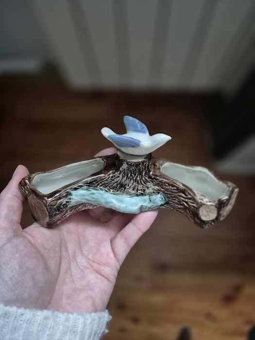 Wazonik vintage porcelanowy drzewo konar drzewa i ptak Anglia