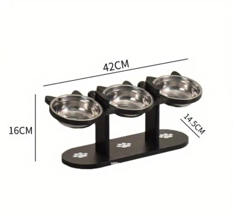 Comedouro duplo + Bebedouro com altura ajustável para gato