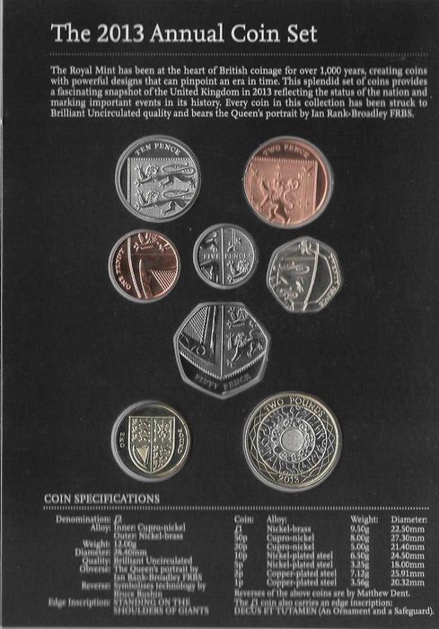 Inglaterra - - - "Carteira Anual BNC-2013" - - - - - Moedas