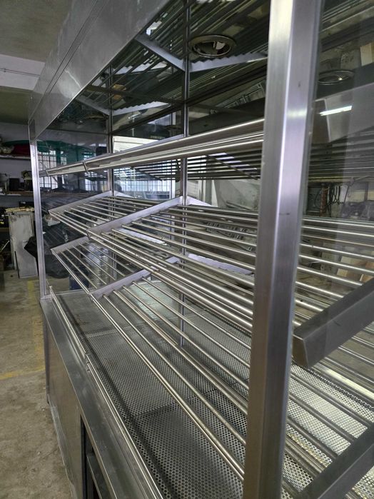 Expositor de pão e pastelaria em aço inox com 2,5m Como novo
