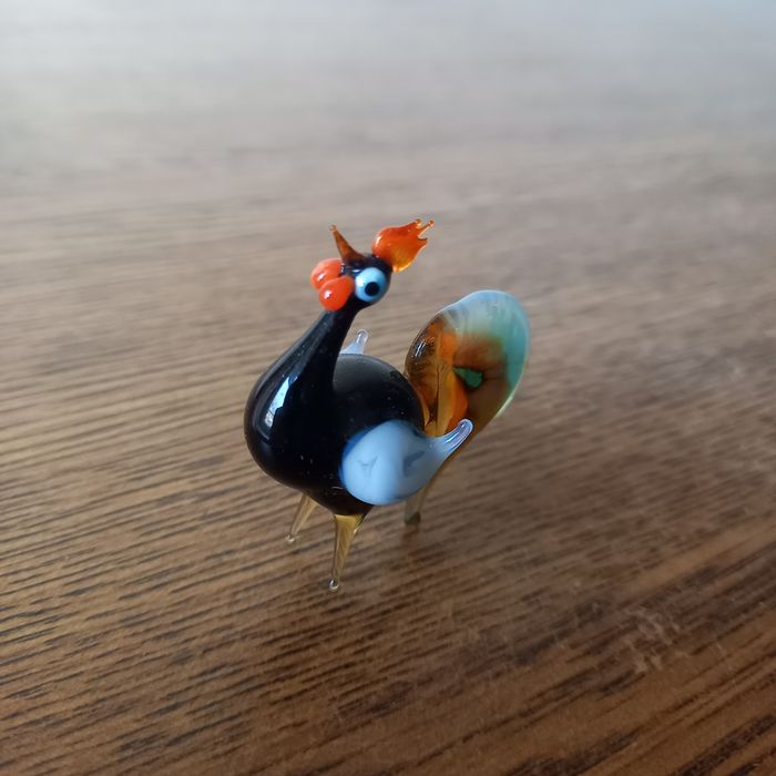 MURANO, mini figurka szklana KOGUT, praca ręczna .
