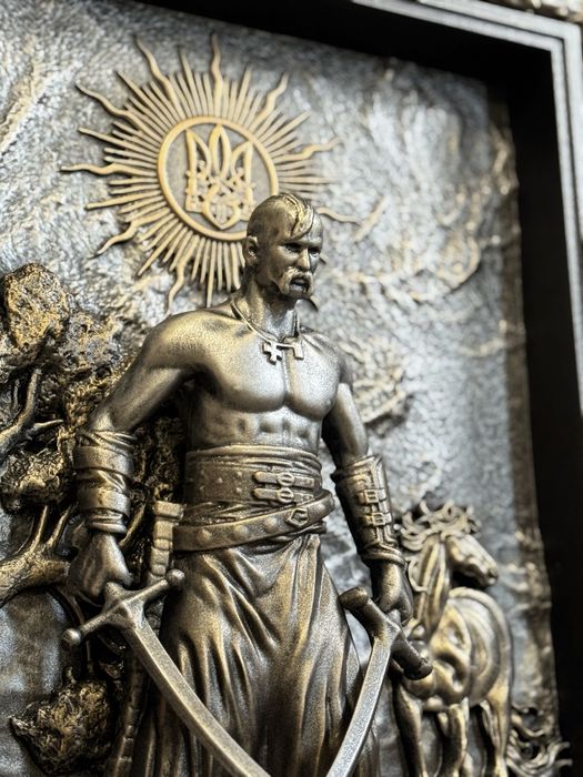 Авторська картина Козак  Мамай • дерев’яний рельєф • ручна робота