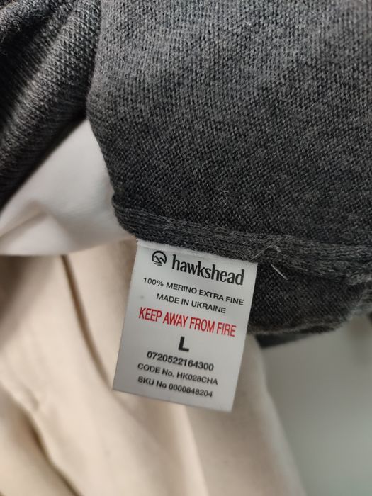 Sweter Męski Hawkshead Rozmiar L 100% Wełna Merino Extra Fine Grafitowy Szary Klasyk