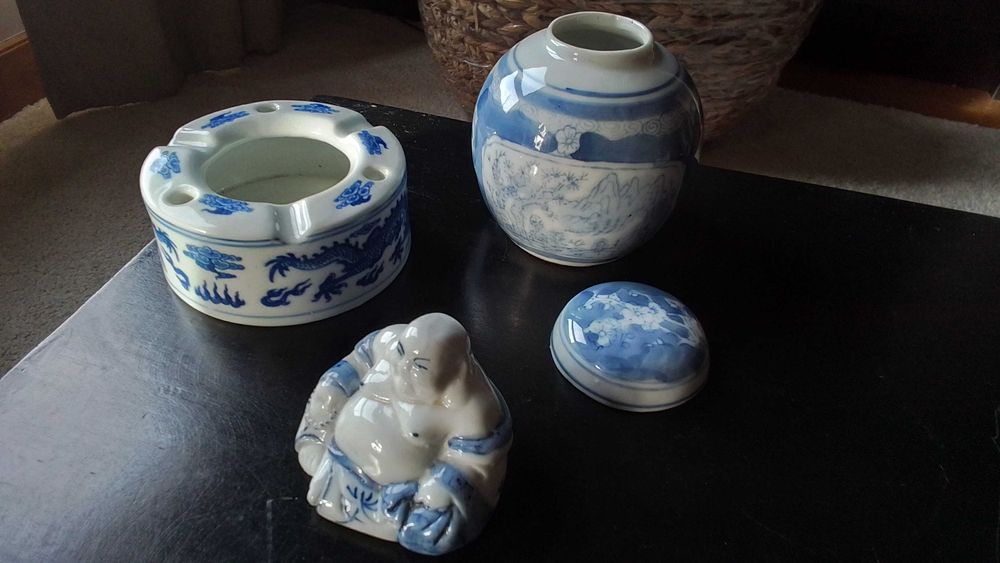 Peças de cerâmica chinesa e budas, para decoração