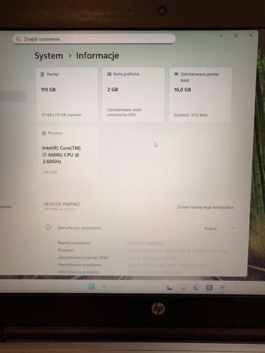 Notebook HP ProBook 650 G2,16GB RAM, 128GB SSD,Windows 11 Gwar.FVAT