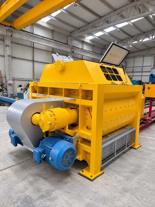 Mieszarka dwuwałowa do betonu 1 m³ POWERTEC - hydrauliczny wyładunek
