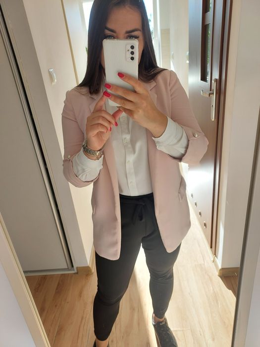 Marynarka ZARA 36 elegancka pudrowy róż basic