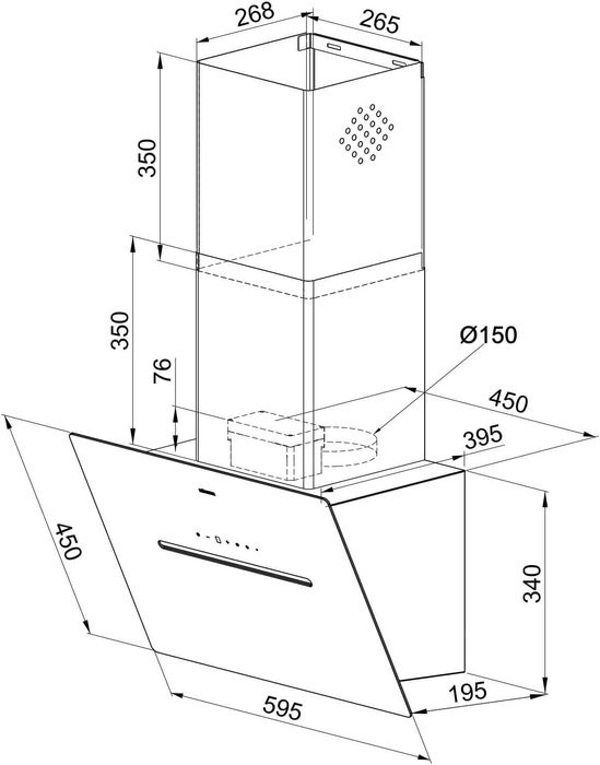 Okap kuchenny RADIALITIC KÜGERR 60 cm bardzo cichy - czarny
