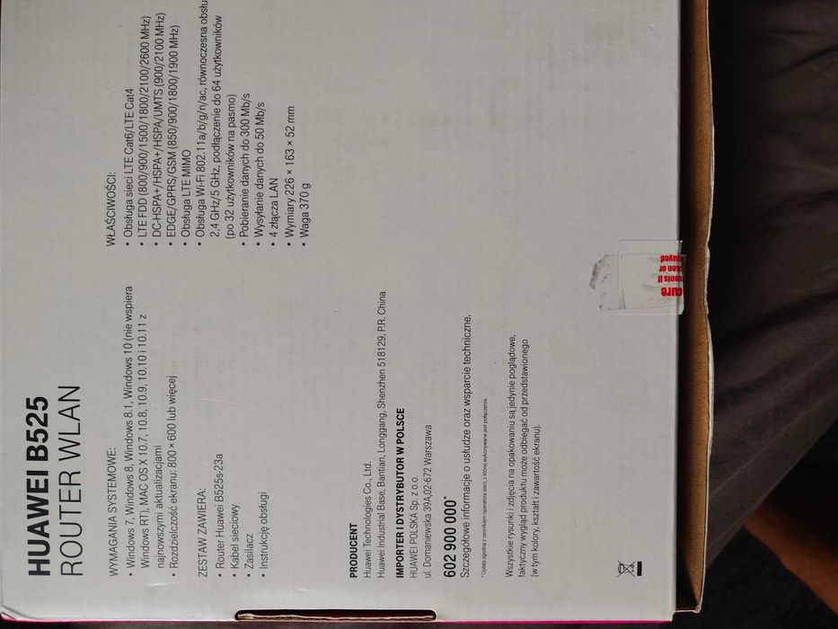Ruter HUAWEI b525 - 23a LTE Wi-Fi na karte SIM (bez simlocka) + anteny GRATIS