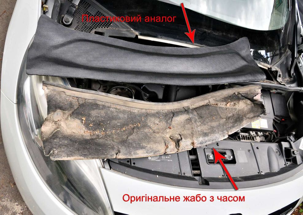 Жабо Рено Сценік 3.Накладка під лобове скло Renault SCENIC 3