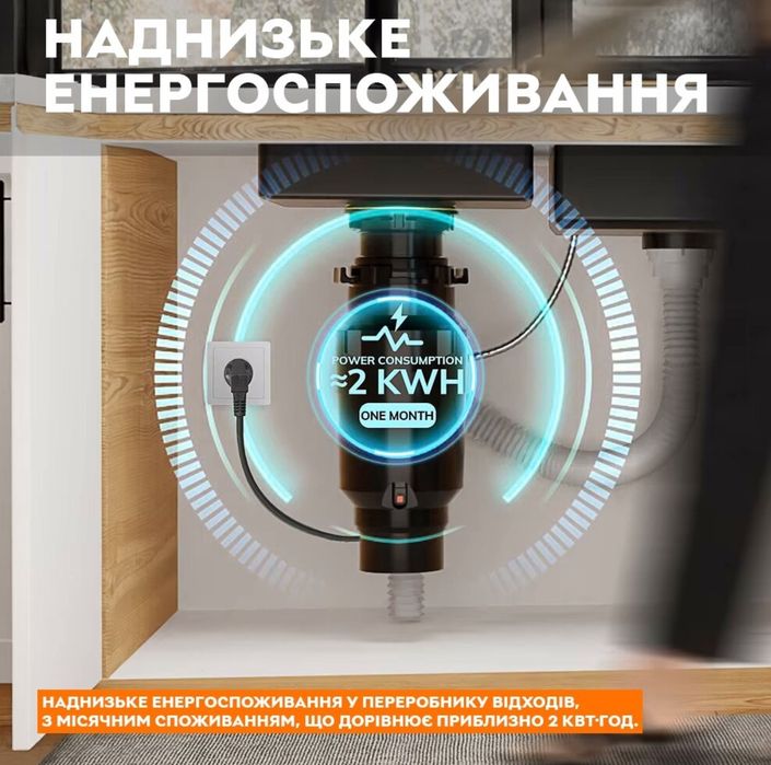 Измельчитель пищевых отходов MIUI S55, Black