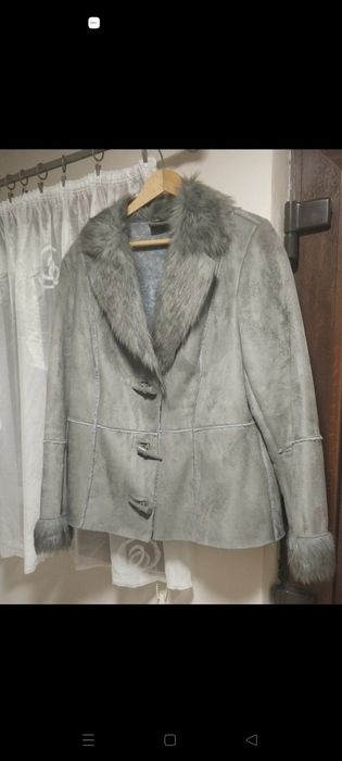 Świetne futerko kożuszek krótki szary