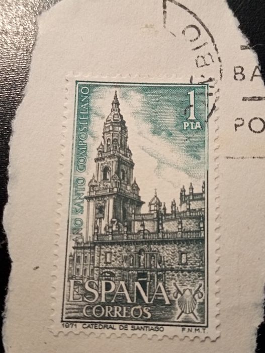 2 selos de 1 peseta PTA Espanha	1970 e 1971