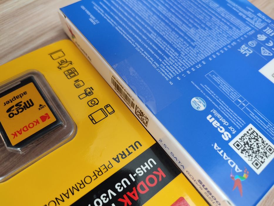Karta Kodak microSDHC 32GB + dysk SSD ADATA SU800 512GB, 2,5'' SATA.