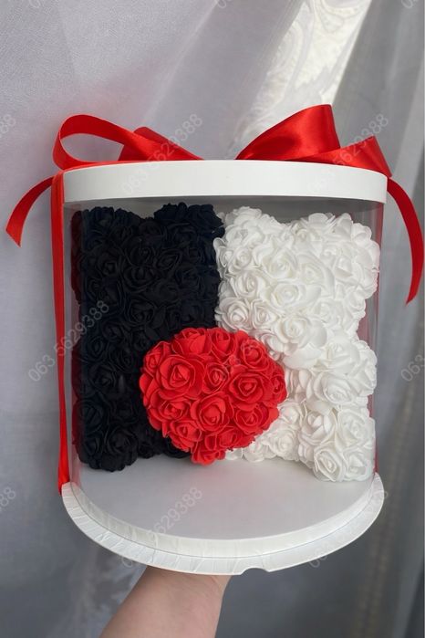 Медведик з троянд, мишка из роз,подарунок на 8 березня, свято весни