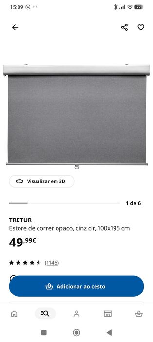 3 estores opacos 100x195cm
