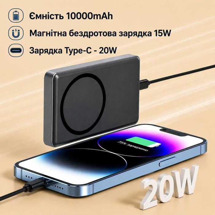 Повербанк MagSafe ultra slim 10000mah 20w PowerBank МагСейф