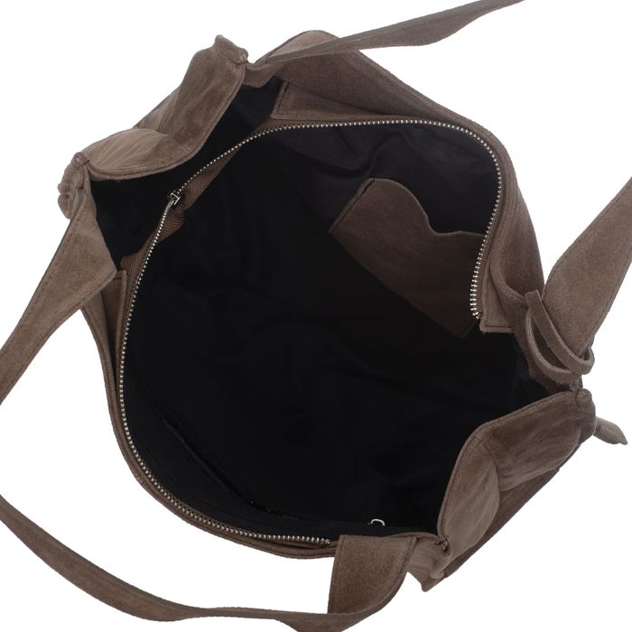 VERA PELLE torebka zamszowa shopper klasyczna na ramię V624 camel