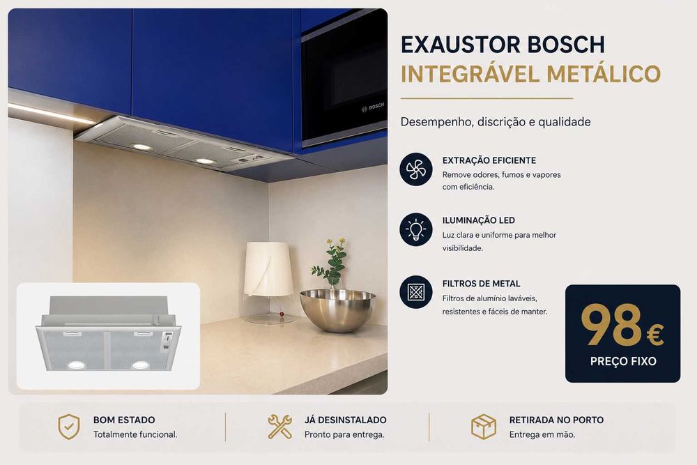 Exaustor Bosch Integrável Metálico – Bom Estado | Pronto para Instalação