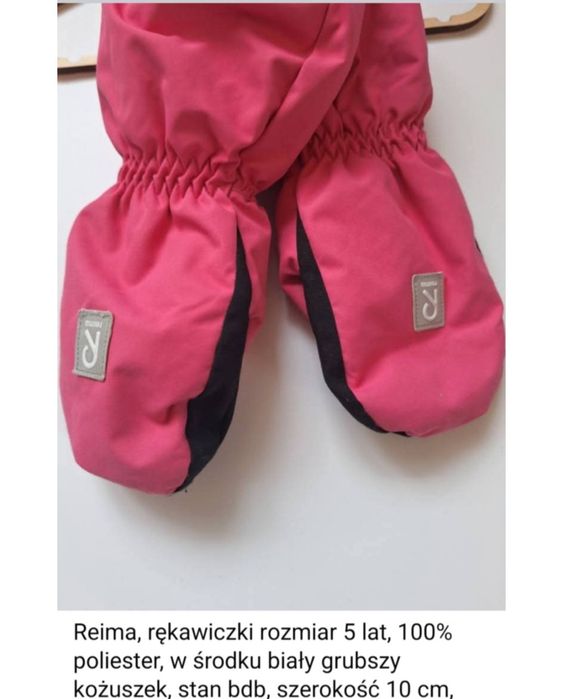 Rekawiczki dziewczęce 110 różowe jednopalczaste