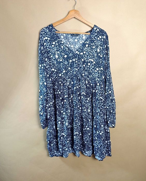 janina sukienka wiskoza stokrotki granatowa xxl 44 boho