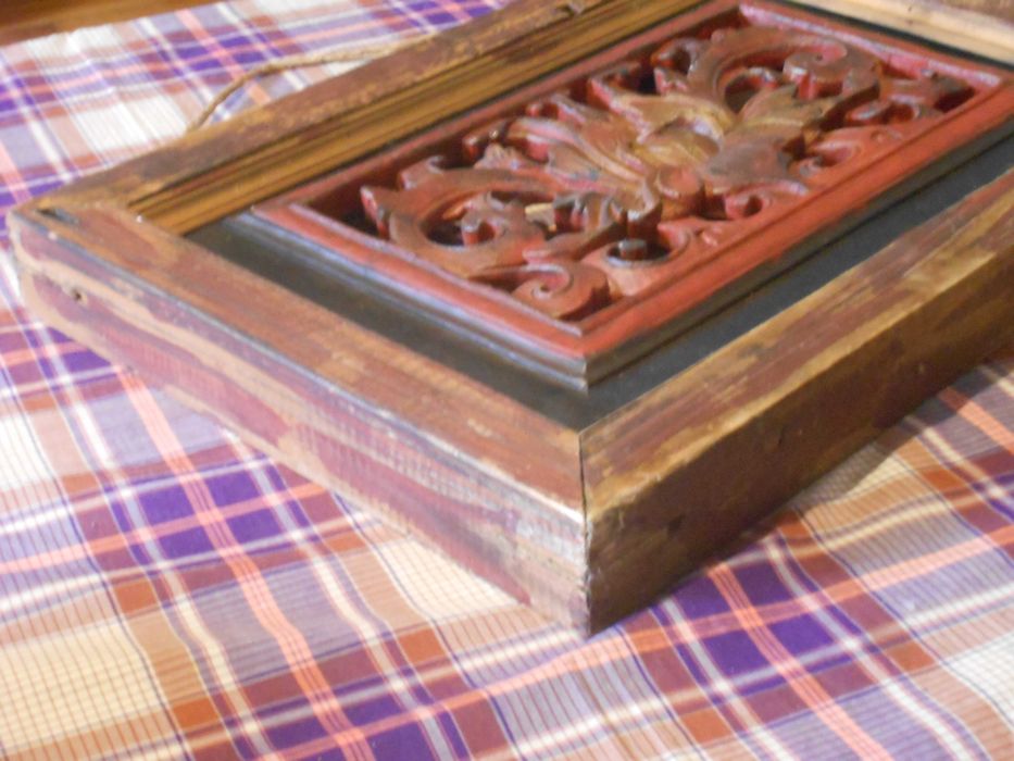 Quadro talha chinesa emoldurada decoraçao