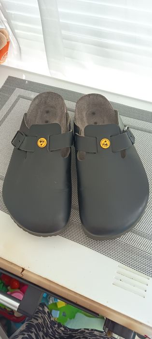 Биркенштоки шкіряні шльопанці клоги сабо Birkenstock Boston 40 чорні