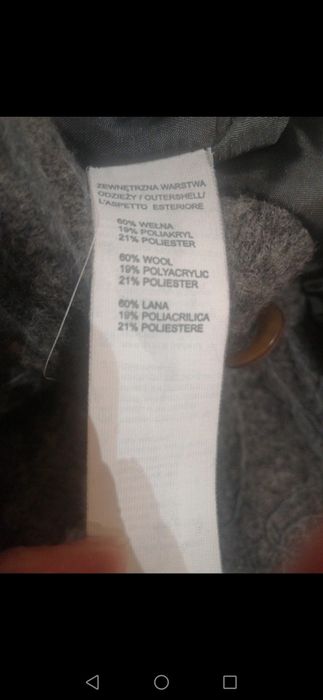 Szary płaszczyk z ornamentem wełna 60% Quiosque 38