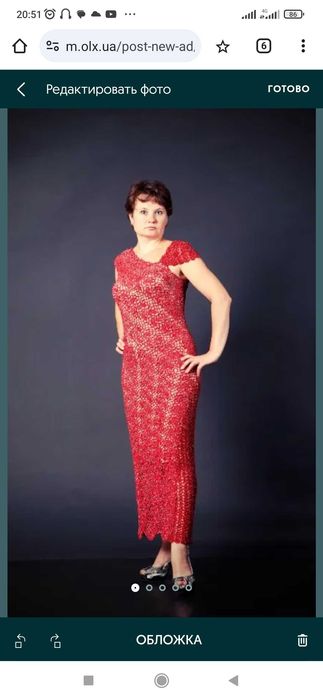 Ручная работа платье "Вишенка"связанное крючком