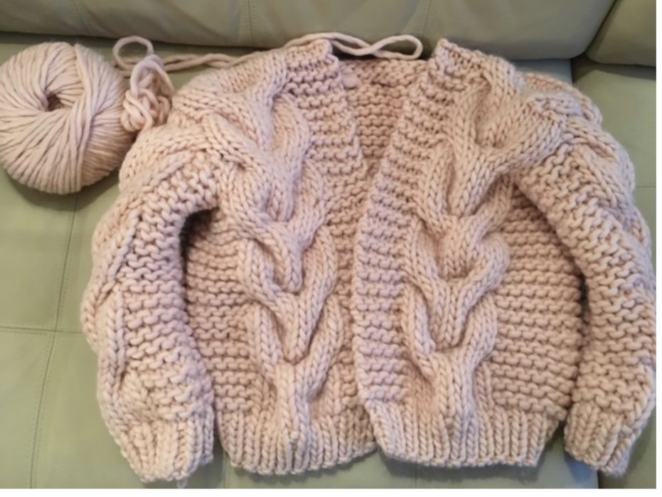 Sweter handmade bomber cable Wool - 100% wełna z warkoczem