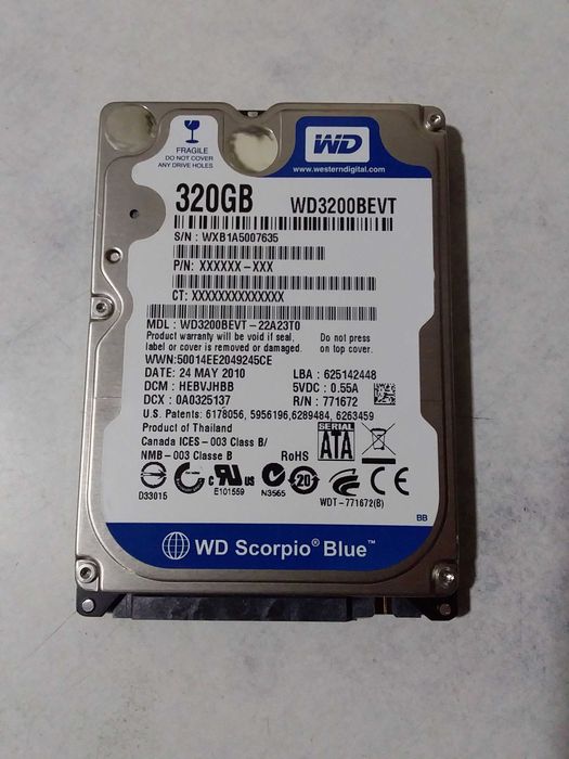 Жесткий диск HDD 320 GB. 2,5