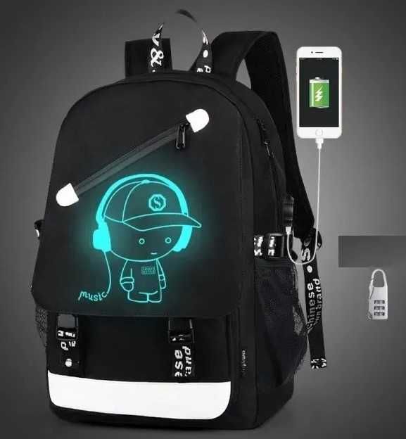 Школьный РЮКЗАК с подсветкой!   Портфель 2в1 з навушниками!