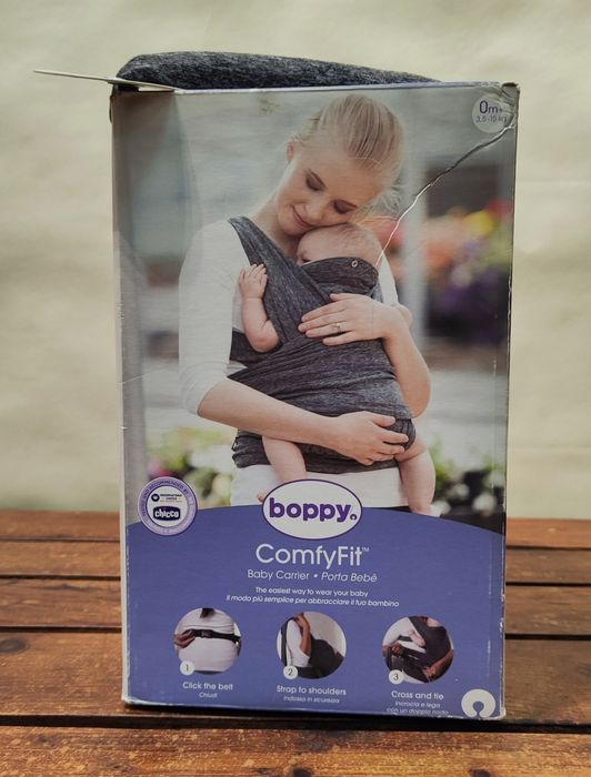 Marsúpio Boppy ComfyFit cinzento — sem uso, com caixa e bolsa