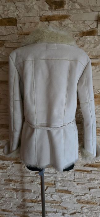 Beżowy kożuszek z futerkiem Lindex, rozmiar L