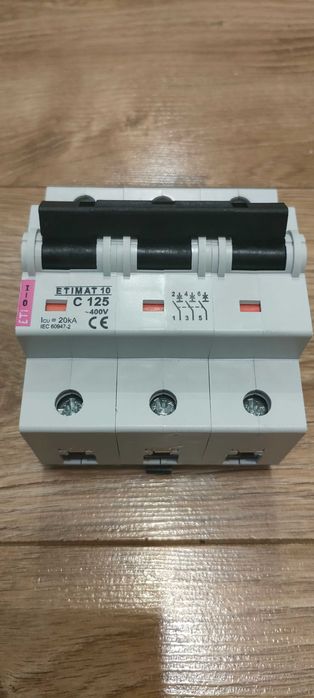 Автоматичний вимикач ETIMAT 10 (20кА) 3P 125 А хар-ка C, ETI