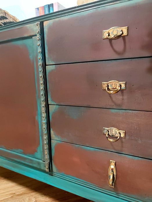 Komoda Drewniana Sideboard po Metamorfozie