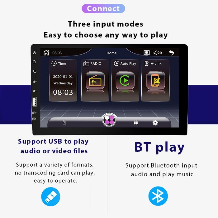 Rádio 1din de 9 polegadas touch Bluetooth MirrorLink + microfone NOVO