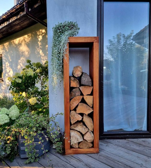 Stojak na drewno kominkowe 3D pionowy 45 x 40 x 140cm