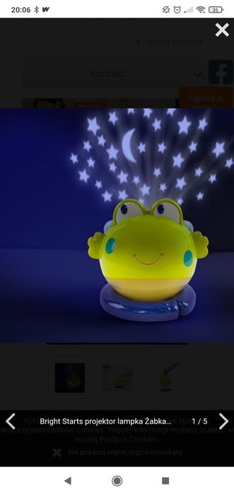 Bright Starts, projektor, lampka żabka 3w1, melodie