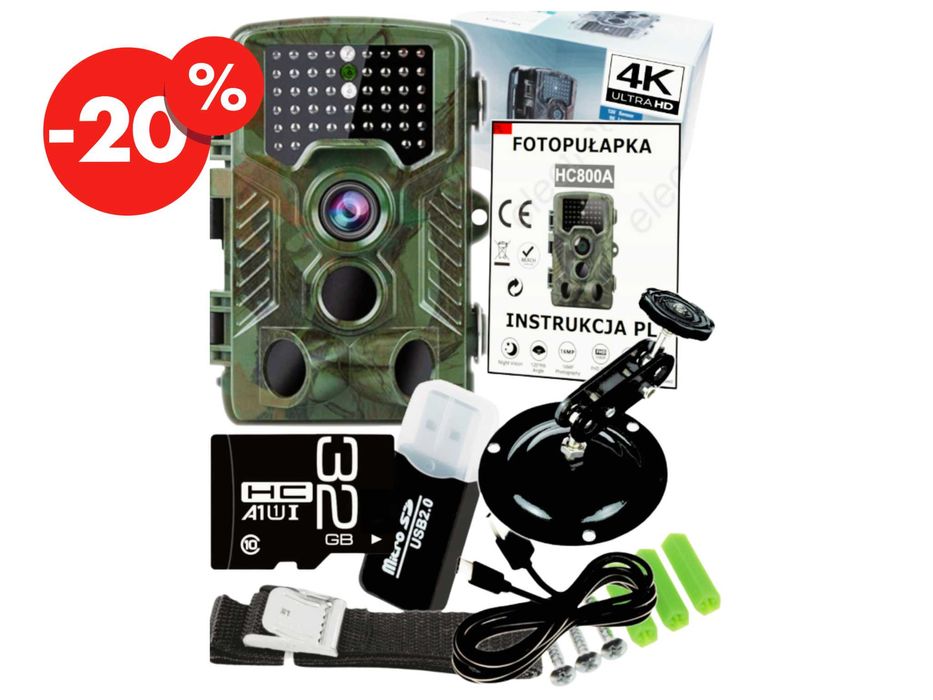Kamera Leśna FOTOPUŁAPKA HC-800A 16Mpx FullHD IR 940nm IP65 - OKAZJA