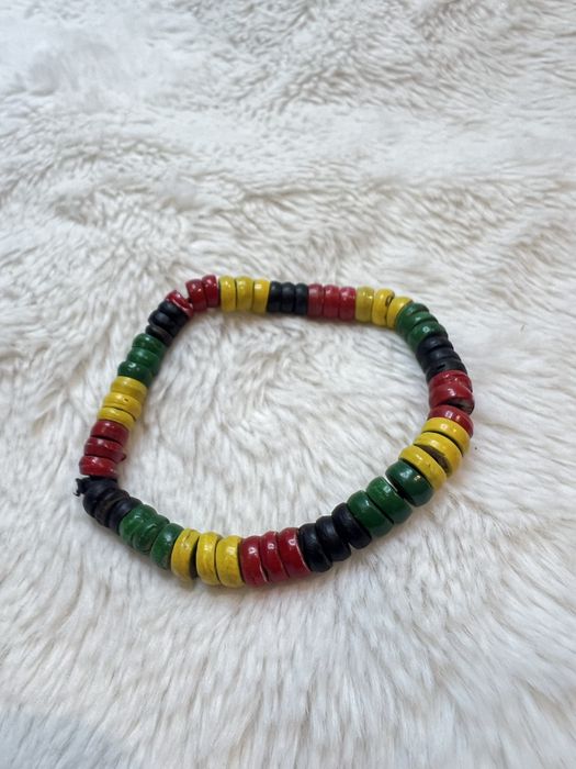 Bransoletka unisex reggae rasta drewniane koraliki malowane 12
