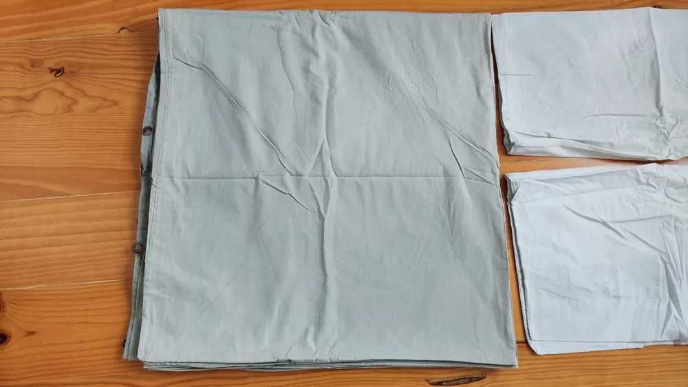 Capa de edredão+2 fronhas, verde/às riscas, 240x220/50x60cm IKEA KRÅKR