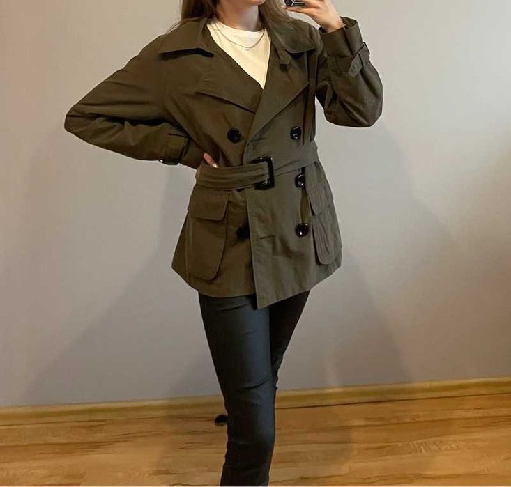 Płaszcz, trencz, prochowiec, dwurzędowy wiosenno - jesienny rozm. 38