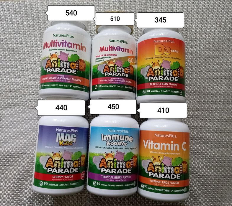 Мультивітаміни для дітей, магній, цинк, залізо, вітамін С, Д3, омега