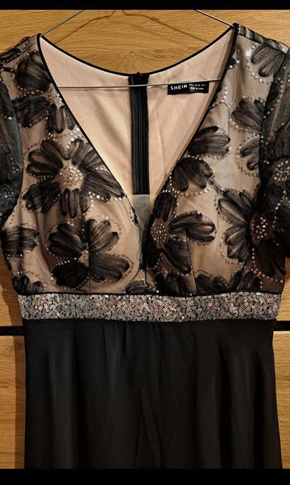 Sukienka wieczorowa cekiny bufki shein 36