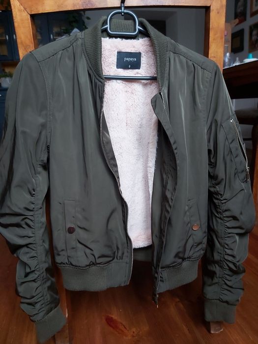 Bomberka kurtka khaki damska z futerkiem fleka 36