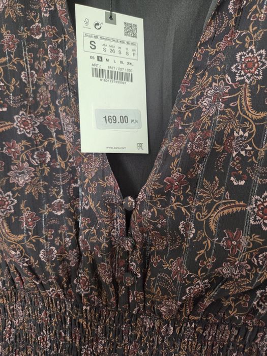 NOWA Z METKĄ  sukienka ZARA, boho, metalizowana nić, r. S
