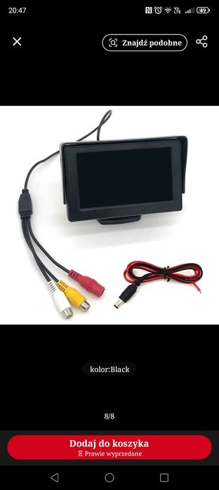 Monitor samochodowy LCD do kamery cofania.