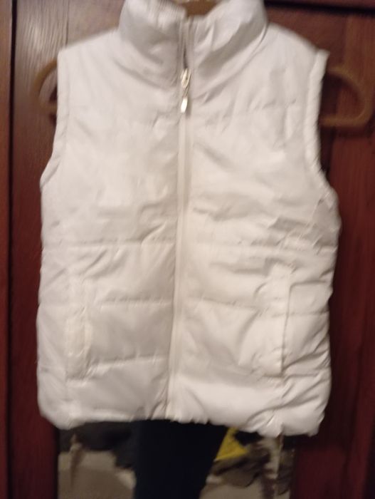 Bezrękawnik ocieplany kamizelka biała 134 cm 8-9 lat